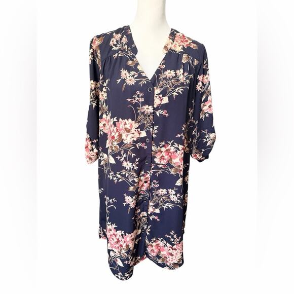 41 Hawthorn Dresses & Skirts - 41 Hawthorn Navy and Pink Floral Dress Petite Large